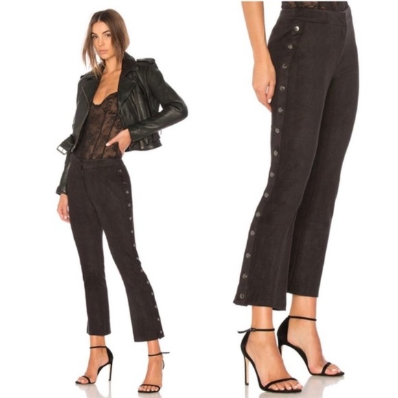 David Lerner Black Micro Suede Side Snap Flare Pants Revolve - Picture 9 of 10